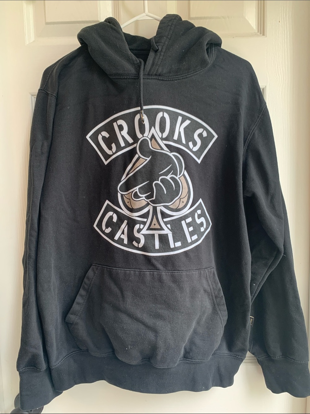 Crooks & Castles Black Hoodie with White and Tan Logo
